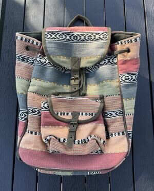 Sun And Sand Woven Bohemian Canvas Backpack